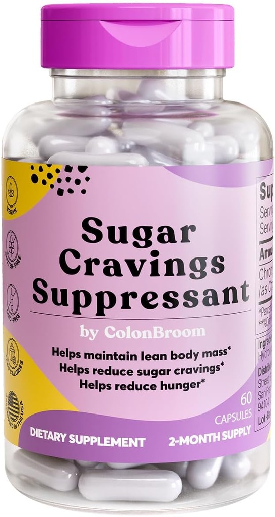 コロンブルームクロムピコリン酸塩200mcg - コロンブルームアンチシュガークリビング抑制剤 - 60カプセル、ビーガン、グルテンフリー、非GMO