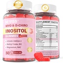 Myo-Inositol&D-Chiro Inositol Gummies砂糖無料、理想的な40:1女性w / Vegan Omega-3、D3、マグネシウム、メチルフォレート、B12、女性の全体的な健康のためのInositolマルチビタミンのサプリメント