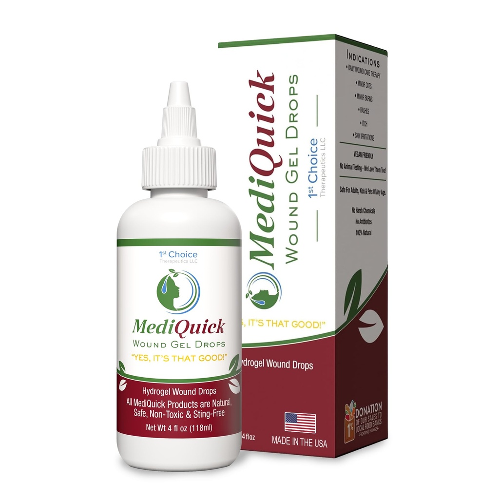 MediQuick の皮及び傷の心配の Hydrogel の低下- Heal の切口、焼跡、燃える燃える、燃える、洗濯、洗濯、湿疹及び多く-安全な傷の洗浄無し- 4 Fl Oz