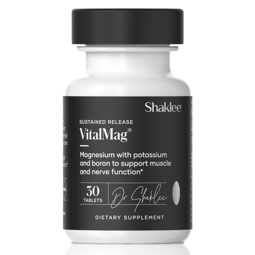 Shaklee -Sustained Release VitalMag - 神経、筋肉、および心臓の健康のためのマグネシウムサプリメント - カリウム&ボロンブレンド - 心臓血管の健康をサポート - 簡単な消化 - 30錠