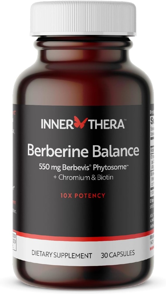 ベルベリン, 550 mg 特許取得済み Berbevis Berberine Phytosome プラス ビオチンとクロム, 高められた吸収, グルテンフリー, ビーガン, 30 Veggie キャップ