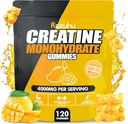 Flavored creatine monohydrate Gummies Sugar Free,Pre Workout Supplements creatine Gummies for Men&Women,Gym Supplements,Supports Muscle Growth,Recovery,Strength,Energy Boost（120 Count）-Mango