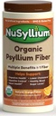 NuSyllium Psyllium Husk Powder, USDA Organic, 30.5 Oz, Dietary Fiber Supplement with Brown Sugar, Helps Digestive Health* Natural Orange, 72 Servings