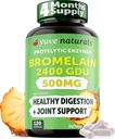 Yuveの高い効力のBromelain 500mg 2400GDUの消化酵素-PineappleからのGut及び接合箇所の健康-プロテインを消化する助け-植物ベースの、非GMOの3rd党テストされる- 120のカプセル