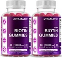 ビタマティック ビオチングミー より強い髪、肌、爪のための10,000 mcg - 60 ビーガングミー - また、コールされたビタミンB7 (2 ボトル)