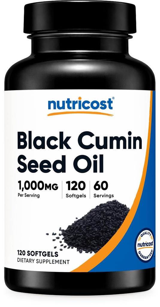 Nutricostブラックシードオイル(Cumin) - 冷間プレス、オメガ3 6 9-120 Softgelsのソース、サービングあたりの1000mg、60のサービング - 非GMOとグルテンフリー