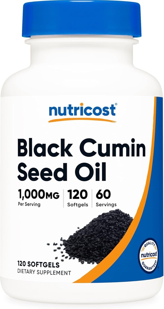 Nutricostブラックシードオイル(Cumin) - 冷間プレス、オメガ3 6 9-120 Softgelsのソース、サービングあたりの1000mg、60のサービング - 非GMOとグルテンフリー