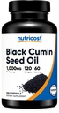 Nutricostブラックシードオイル(Cumin) - 冷間プレス、オメガ3 6 9-120 Softgelsのソース、サービングあたりの1000mg、60のサービング - 非GMOとグルテンフリー