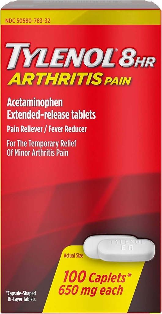 Tylenol 8 HR関節炎の痛みの小冊子、650mg - 100 ct、4 のパック