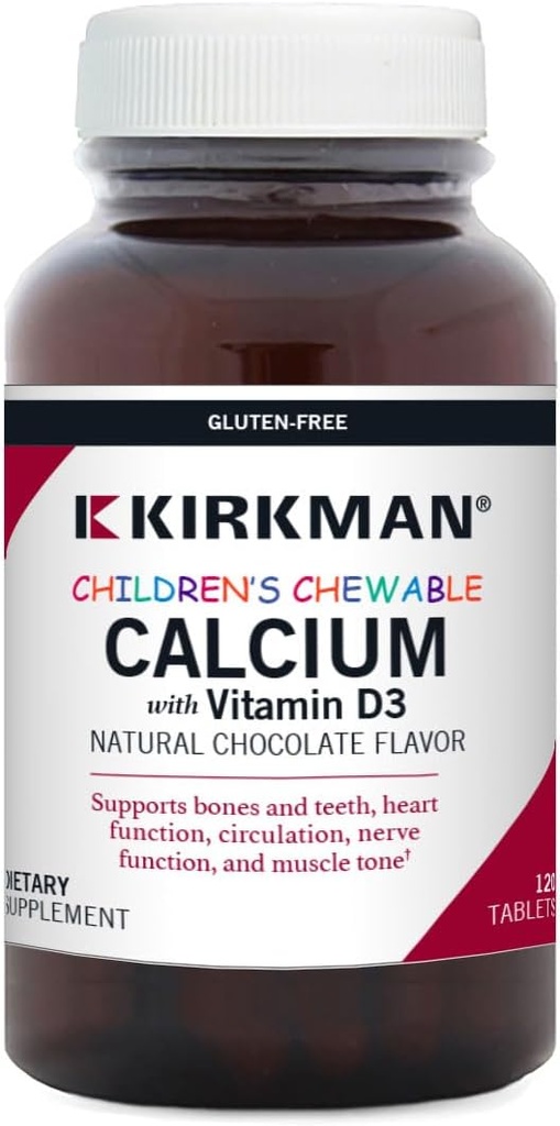 Children's Chewable Calcium with Vitamin D3, Natural Chocolate, 120 Tablets, Kirkman Labs
