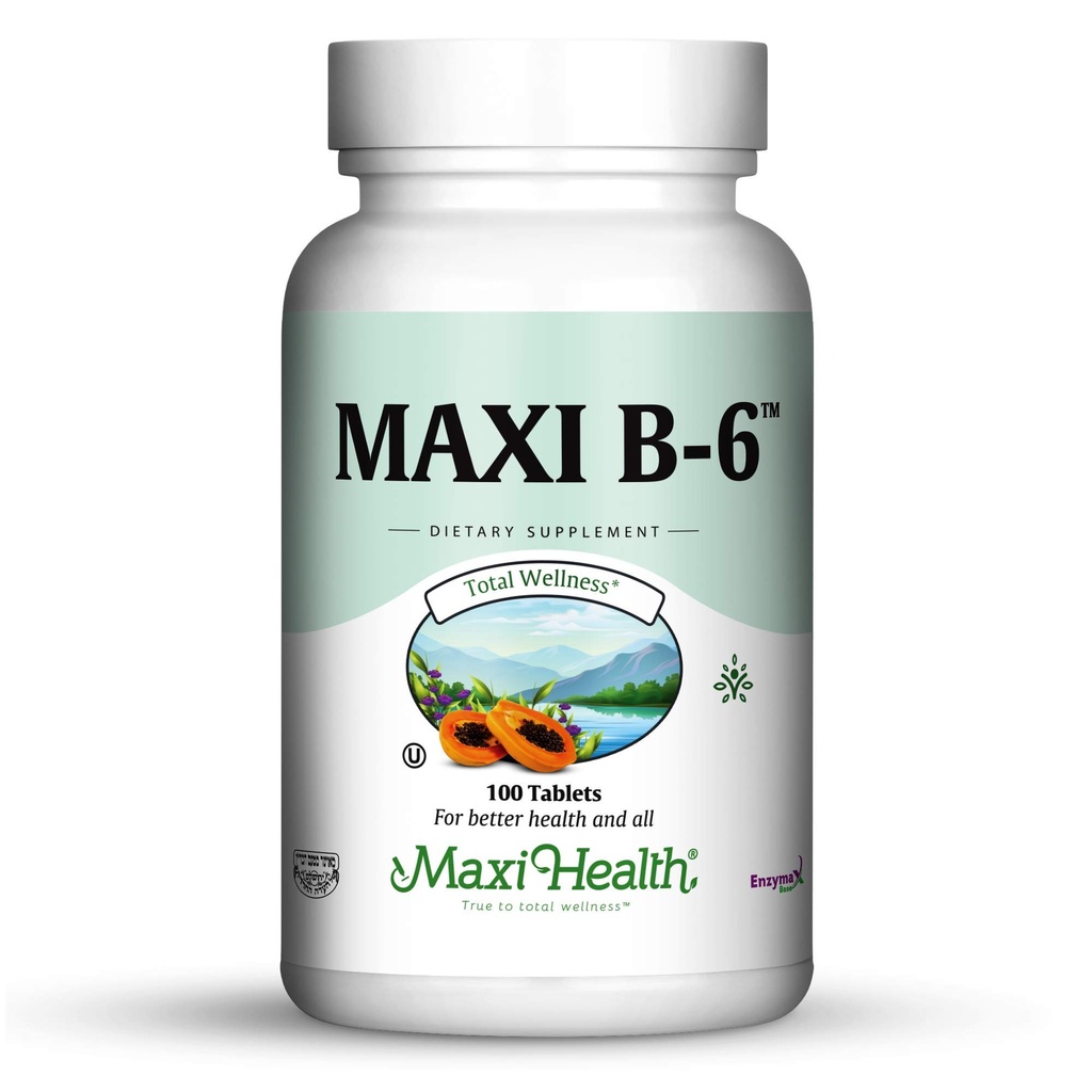Maxiの健康B-6 - ビタミンB6-100mg心血管の健康 - 100錠 - Kosher (100カウント、パック2)