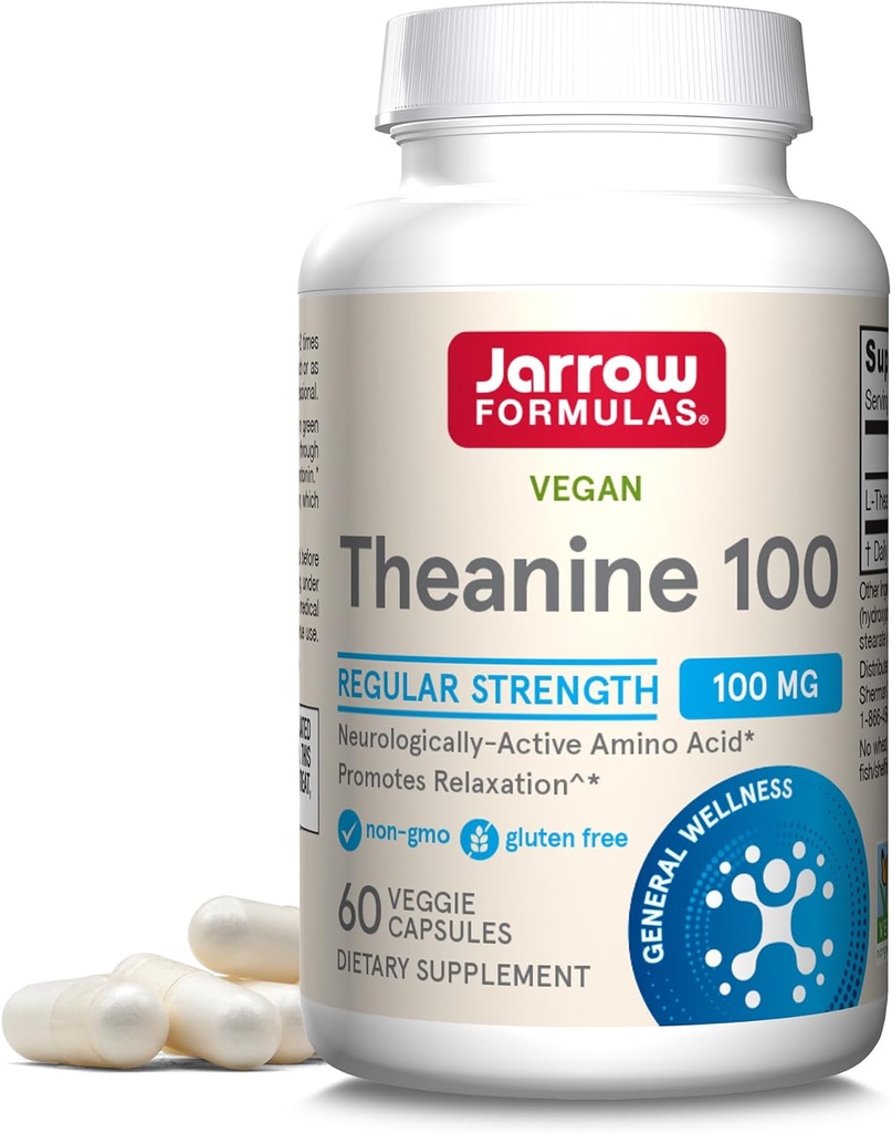 Jarrow Formulas®の規則的な強さのテアニン100のmgの食事療法の補足、60のカプセル、60日の供給