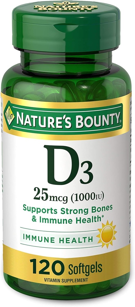 Nature's Bounty Vitamin D3 1000 100 mg ソフトジェル, 120 カウント