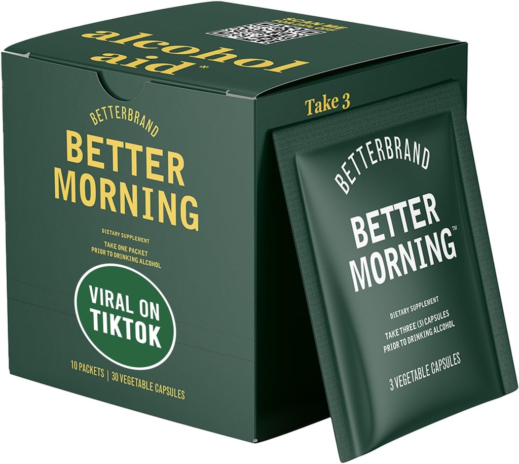 Betterbrand BetterMorning All-Natural 成分を含む DHM | 頭痛・吐き気の予防と肝臓の援助 | グルテンフリー、ベジタリアン(10倍のシングルサービングパケット)