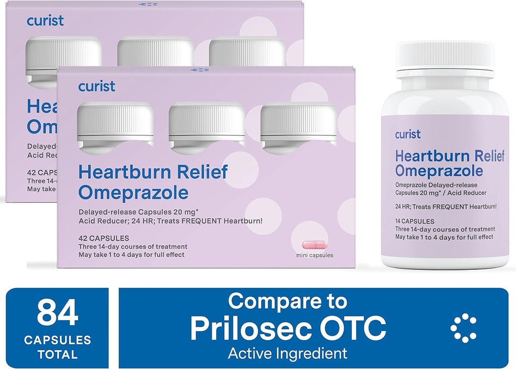 Curist Omeprazole 20mg バルク 84 ct (42 ct の 2 つのパック) カプセルの遅れRelease - 心燃救助のための酸の還流薬- Omeprazole マグネシウム 20.6mg 84 のカプセル