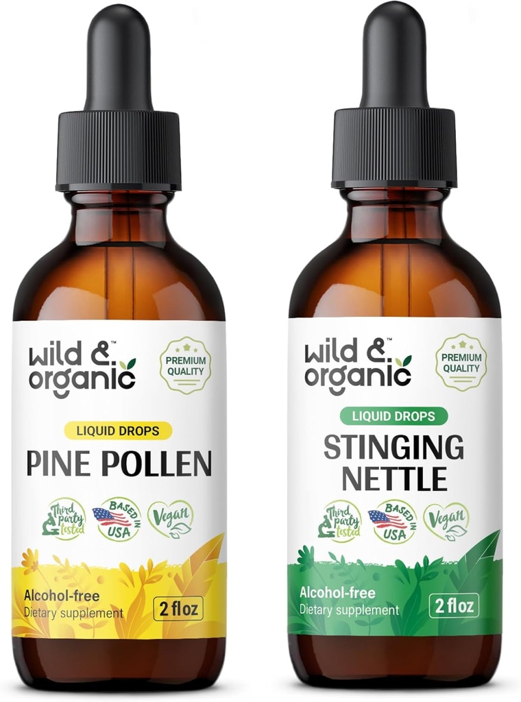 ワイルド & オーガニック パイン Pollen Tincture 2 fl oz & Stinginginginging Nettle Root Tincture 2 fl oz