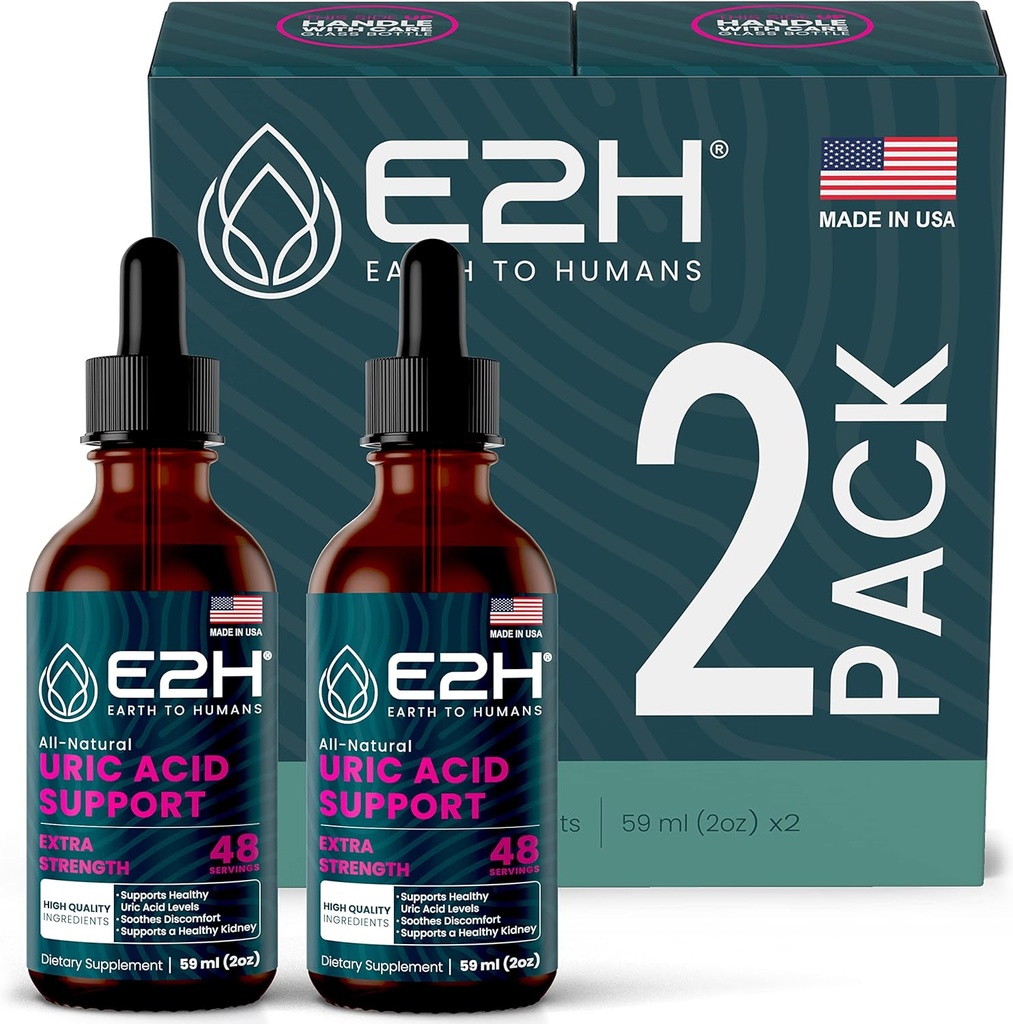 E2H 尿酸サポートサプリメント - タルトチェリーと悪魔の爪 - Uric 酸の健康と腎臓機能非GMO - ビーガン - (2 ボトル)