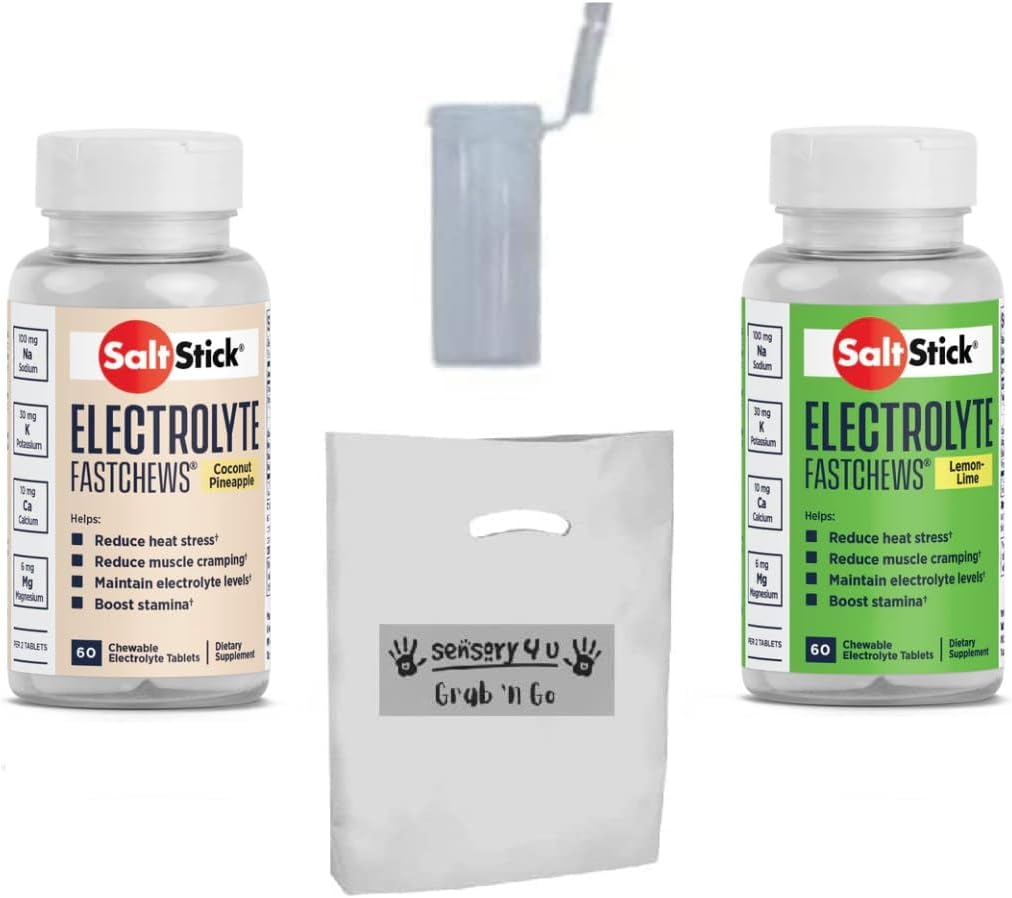 SENSORY4UソルトスティックFASTCHEWSココナッツパイナップル&レモンライムバラエティ2パック - 60レースレディチューブ付きカウントボトル - グラブ&ゴーギフトセット