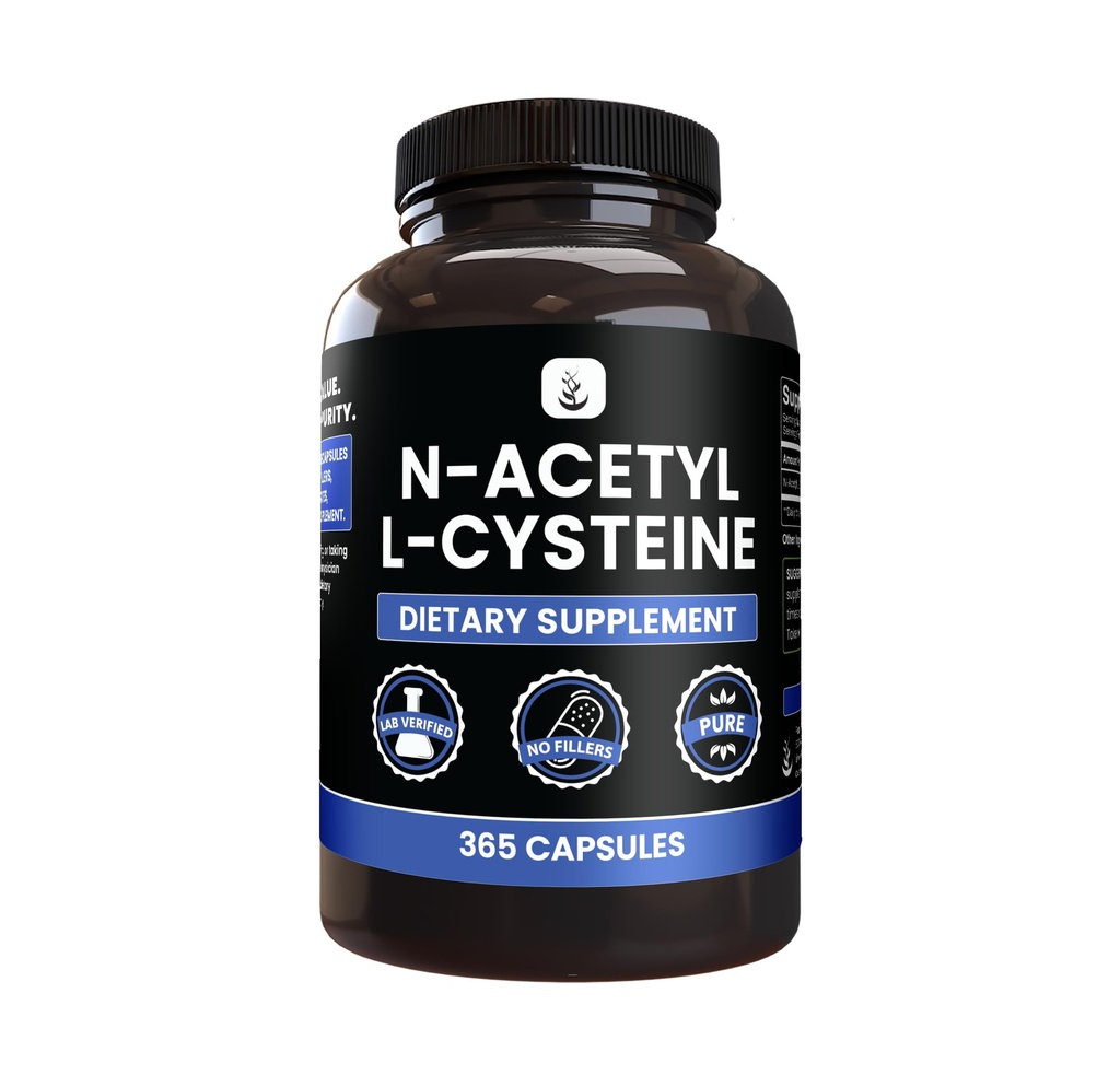 PURE ORIGINAL INGREDIENTS N-Acetyl L-Cysteine (365カプセル) マグネシウムか米の注入口無し、常に純粋で、実験室は確認しました