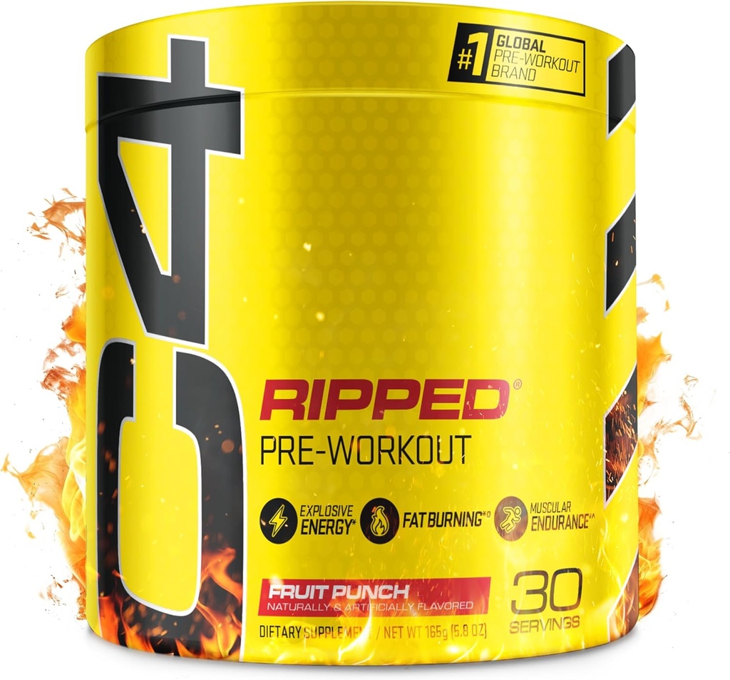 Cellucor C4 Ripped Pre Workout Powder Fruit Punch - Creatine Free + Sugar Free Preworkout Energy Supplement for Men & Women - 150mg Caffeine + Beta Alanine + Weight Loss - 30 Servings