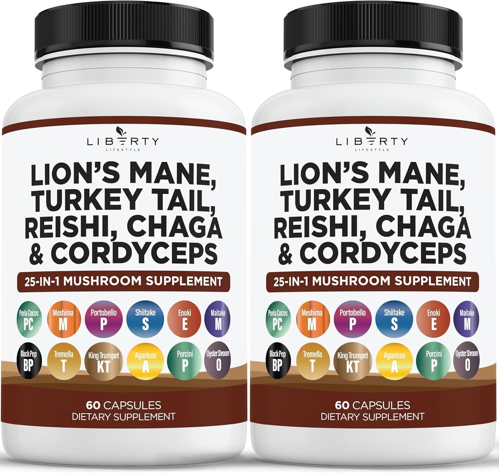 ライオンズ マネ キノコ サプリメント と トルコ テール Reishi Cordyceps chaga と マシュマロ ルート - 2 パック