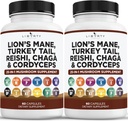 ライオンズ マネ キノコ サプリメント と トルコ テール Reishi Cordyceps chaga と マシュマロ ルート - 2 パック