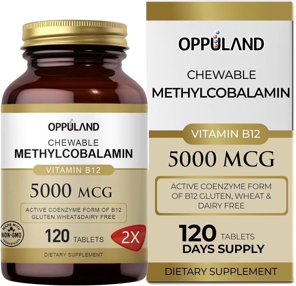 メチルB-12 5000mcgの葉酸塩とChewable - ビタミンB12のMethylcobalaminのSublingualタブレット-サポート エネルギー及び頭脳機能-ビーガン補足-オレンジ味- 120の計算