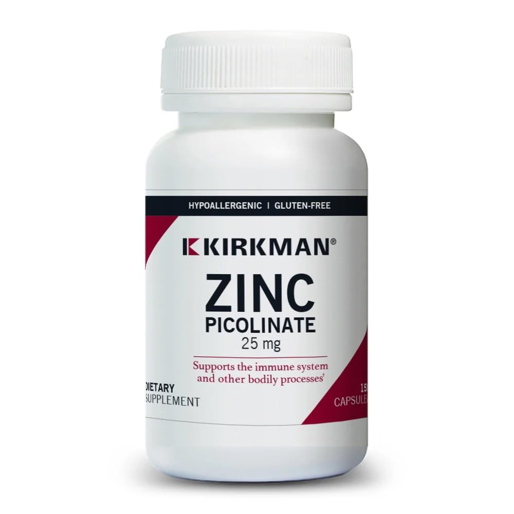 Kirkman – 亜鉛ピコリネート 25 mg - 催眠 - 150 ベジタリアンカプセル - グルテンフリーグルテンフリー – カゼインフリー – ミネラル