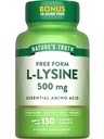 Nature's Truth L-Lysine 500mg | 130 コーティングカプレット | 無料フォーム | 必須アミノ酸 | ヴィーガン・非GMO・グルテンフリーサプリメント