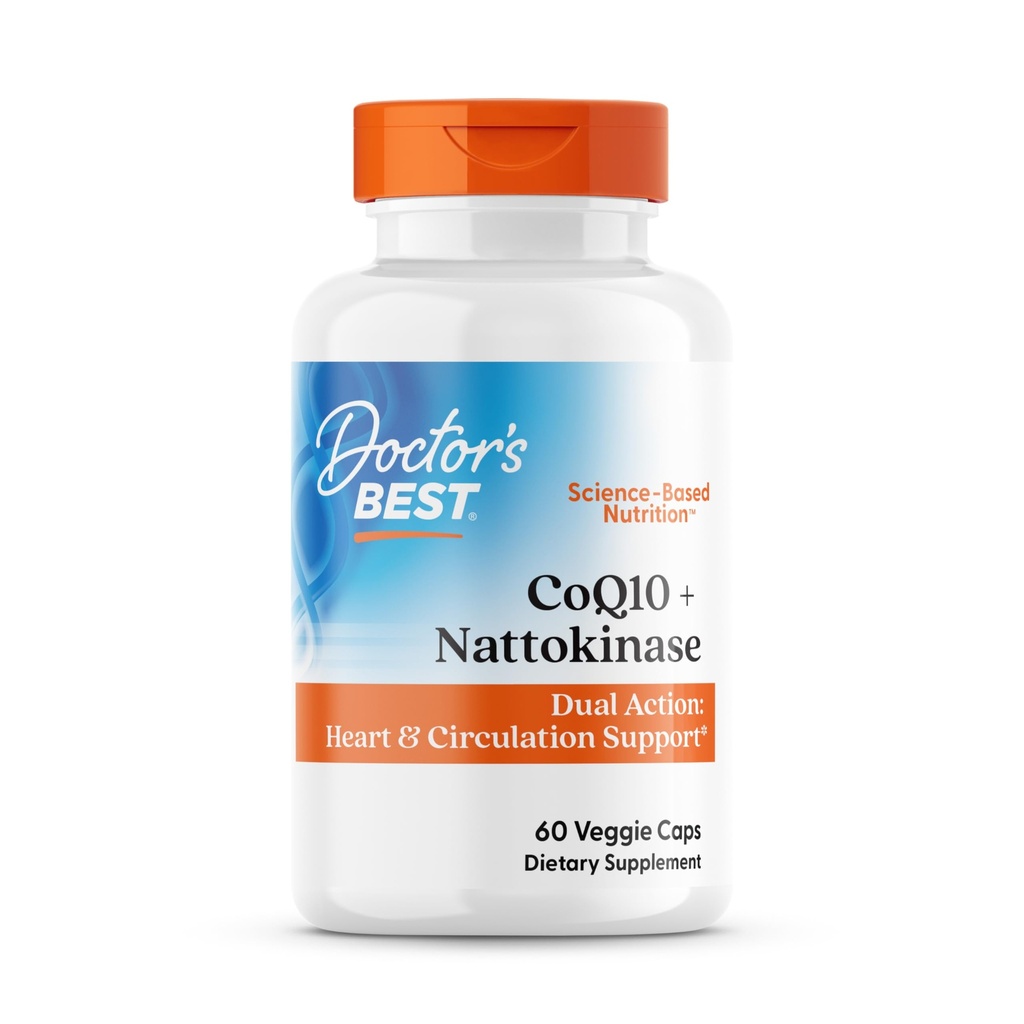 医師のベストCoQ10 100mg + Nattokinase 2,000FU、サポートハート&循環サポート、非GMO、グルテンフリー、ビーガン、60ベジギーキャップ