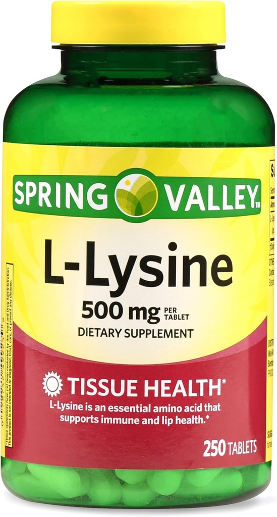 L-Lysine 500mg 250錠 - 免疫システムサポート、スキン、リップ、およびティッシュヘルス、リジン、リッシーナ、グルテンフリーL Lysine 500 Mg for Daily Wellness