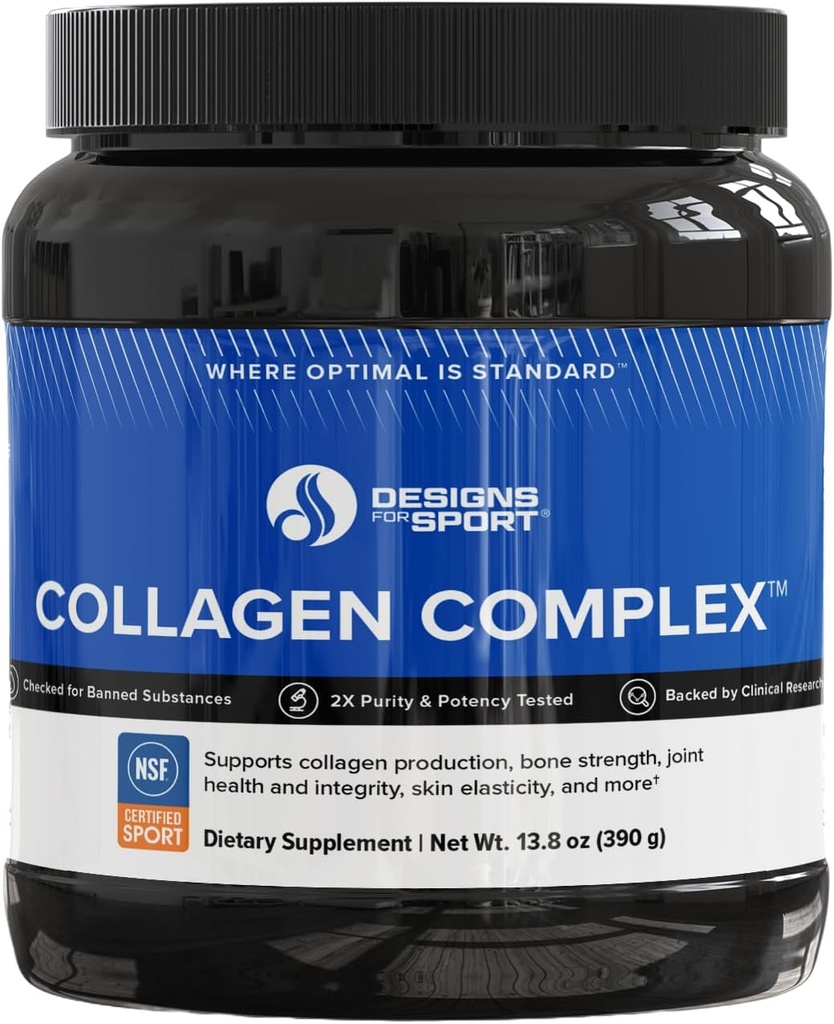Designs for Sport Collagen Complex - NSF Certified for Sport Collagen Peptides Powder - Collagen for Joints, Bone Strength, Skin Elasticity (13.8 oz)