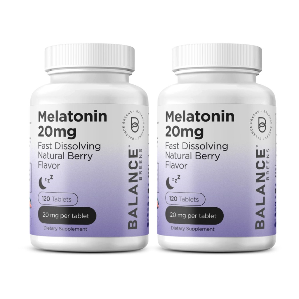 Melatonin 20mgの速い分解のタブレット-高い効力、速い代理、自然な睡眠サポート-大人のための睡眠の援助-非Groggyの薬物なしの方式- 120の睡眠の丸薬- 2のパック