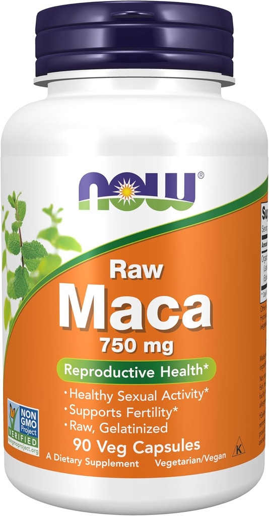 NOWフーズサプリメント、マカ(レピジウムmeyenii)750mg生、Reproductive Health*、90 Vegカプセル