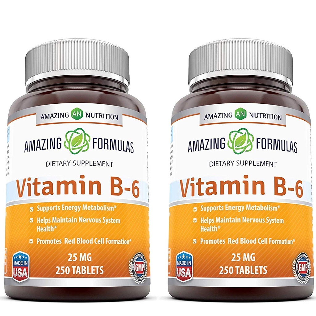 アメイジングフォーミュラビタミンB6ピリドキシン25mg 250錠サプリメント | 非GMO | グルテンフリー | アメリカ製(2パック)