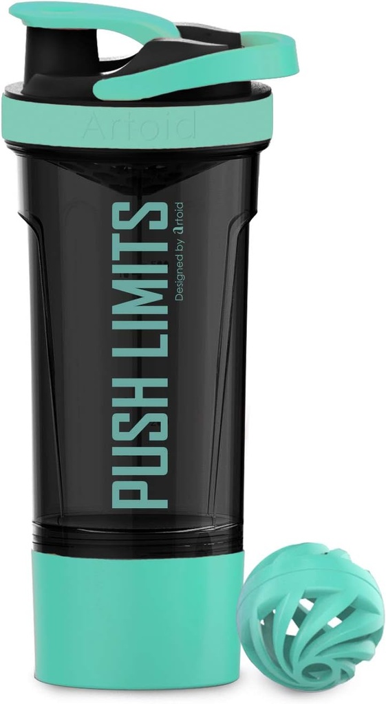 アーロイド モード モード24のOunce蛋白質のシェーカーのびん、二重混合の技術、BPAは、水緑/黒放します