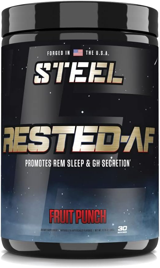 GABA&Valerian Root ExtractとスチールサプリメントRested-AF I Deep Sleep Aidと筋肉回復パウダー | ストレスリリーフと認知サポート | 30 サービング(フルーツパンチ)