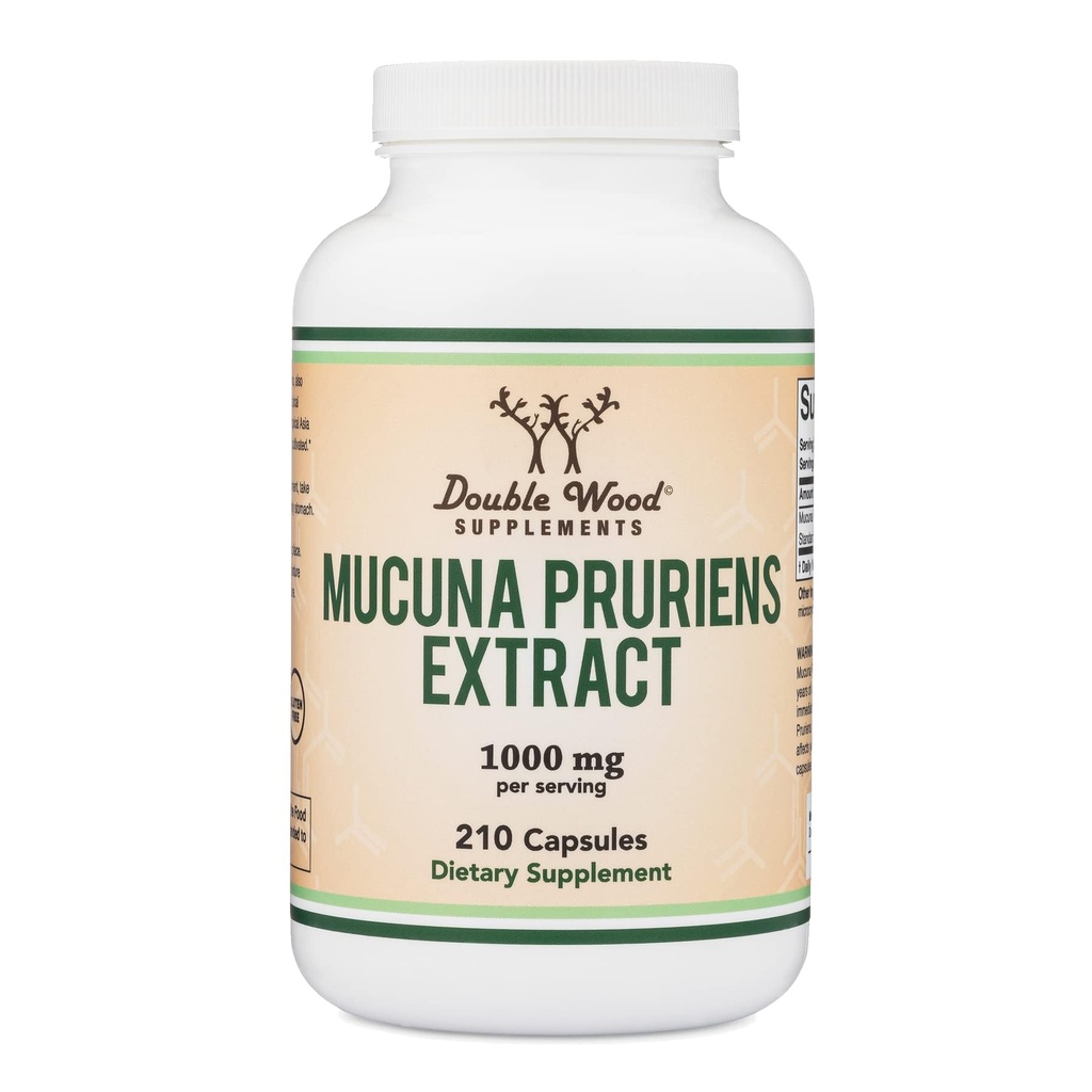 Mucuna Pruriensのエキスのカプセル-ドパミンBoostingの補足- 210の計算、サービングごとの1,000mg、20% (Velvetの豆から) (気分および動機付けサポートのために)二重木によってテストされる第三者