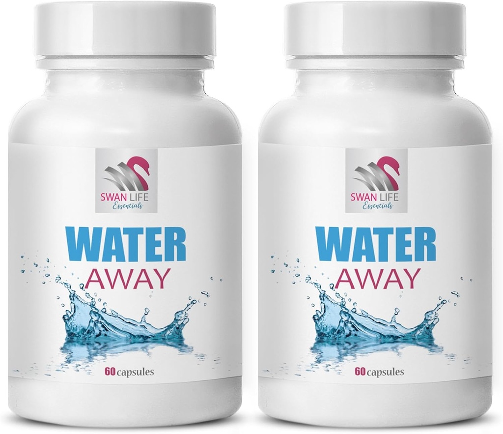利尿水サポート - 水 AWAY - 流体サプリメント、ウェルネス利尿、天然液サポート、ハーブバランスサポート、水管理サプリメント、自然利尿、ウェルネス2ボトル120キャップ