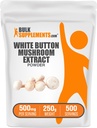 BulkSupplements.com White Button Mushroom Extract Powder - Mushroom Supplement, Agaricus Mushroom Powder - Gluten Free, 500mg per Serving, 250g (8.8 oz) (Pack of 1)