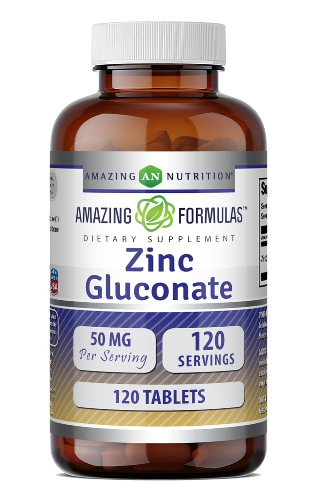 アメージングフォーミュラ亜鉛グルコネートサプリメント | 50 Mg / サービング | タブレット | 非GMO | グルテンフリー | 米国製 (120 カウント)