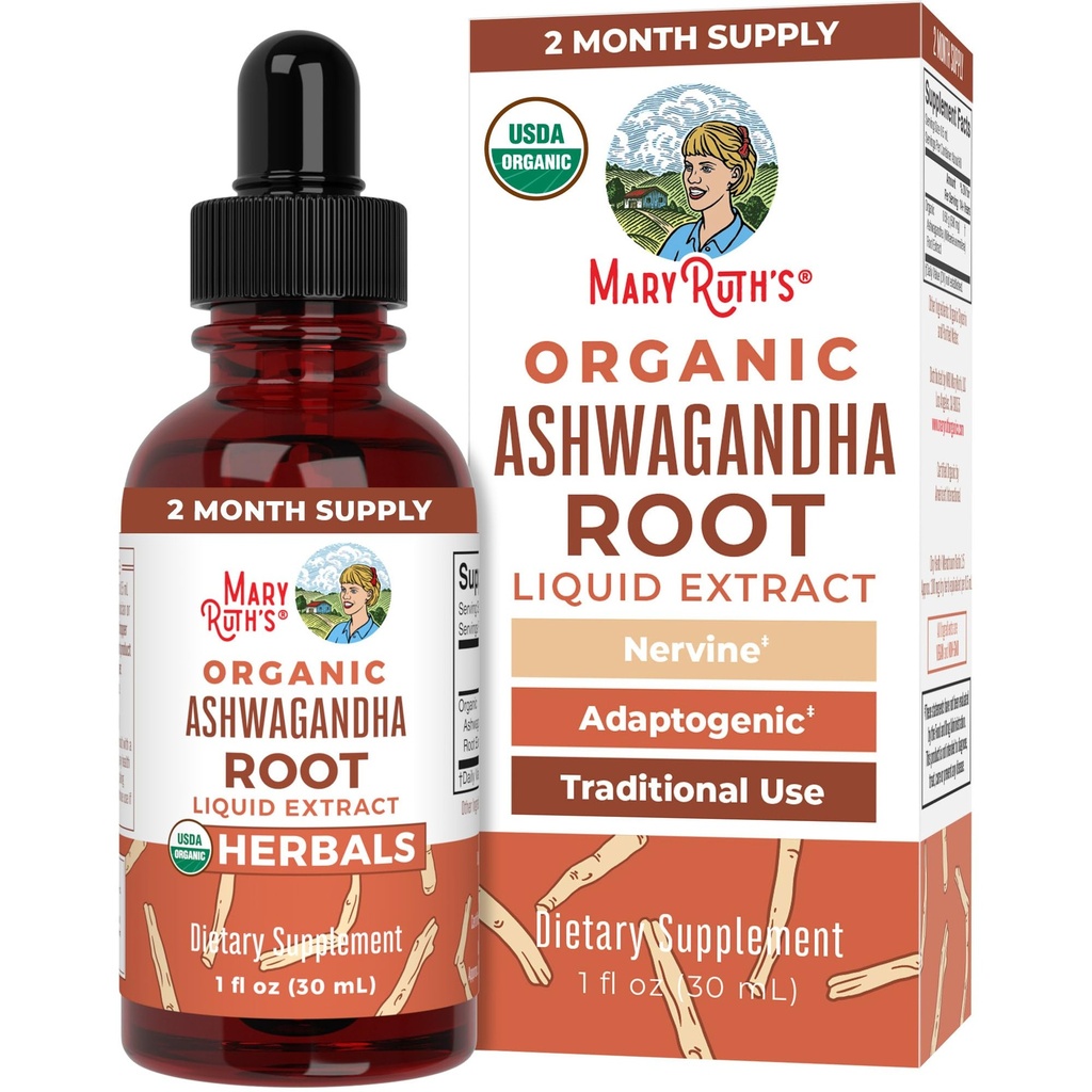 MaryRuth Organic Ashwagandha Root | USDA Organic Ashwagandha Liquid Drops | ストレスリリーフ・ナチュラル・カルム・リラクゼーション・ムード・サポート・サプリメント | 適応性 | 神経 | 完全菜食主義者の | 完全菜食主義者 | ノンGMO | 60 摂食