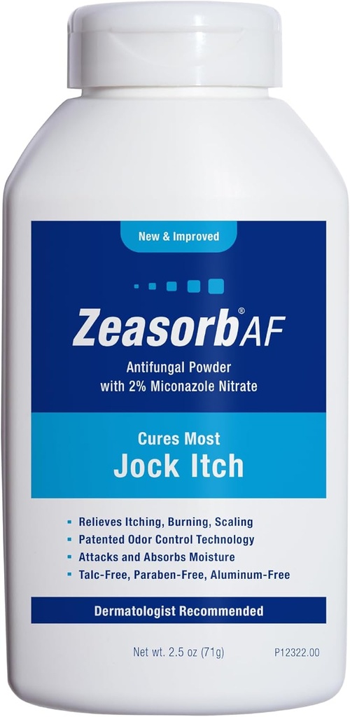 Zeasorb AFのJockのイッチの粉、極度の吸収性、スケーリングおよび焼跡の救助、2.5 Oz