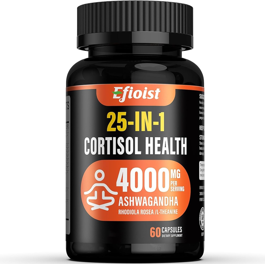 コルチゾールの健康の補足、女性及び人のための25-in-1 Cortisolの減力剤、Ashwagandha、Rhodiola rosea、L-Theanine、気分、焦点、睡眠サポート、2カプセルのためのCortisolの補足