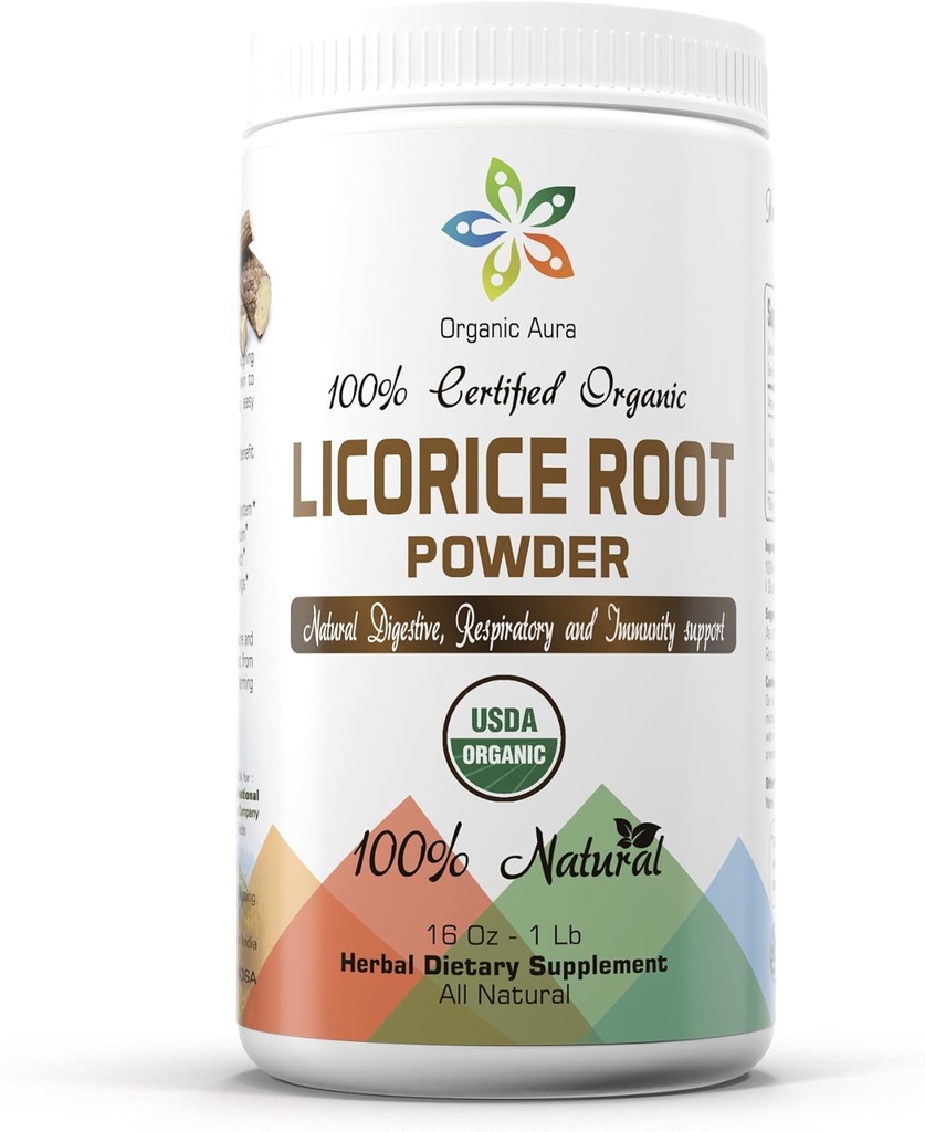 有機性Aura Licoriceの根の粉16Oz -1Lb。自然な消化器および免疫サポート。 全体的な健康を高めて下さい。 100%ナチュラルと生のスーパーフードサプリメント。 GMOはありません。 グルテンフリー。