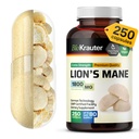 BIO KRAUTER Lions Mane サプリメント カプセル 1800 mg - 250 カウント - ビーガン ライオンズ マネ パウダー サプリメント - 3 ヶ月の供給 - いいえ フィラー