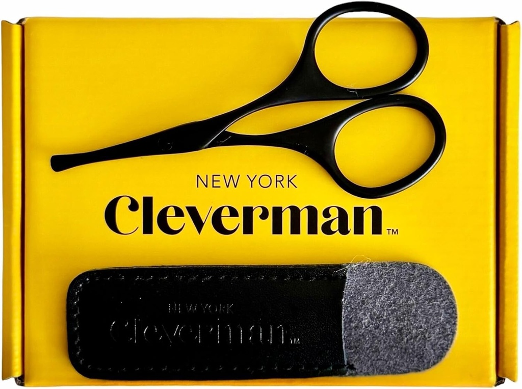 Clevermanの優れた顔の毛のはさみ–専門の鼻の毛のはさみ、曲げられた安全刃および眉毛、マスタッシュ、ひげ付き、耳の毛のトリミングのための円形の先端。 人のためのステンレス鋼の手入れをする用具