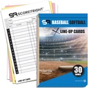 Baseball/Softball Lineup Cards – 16 Player Book Format Lineup Cards for 30 Games – Flipbook Carbon Copy 4 Part Form – Time Saving and Practical Baseball Coaching Accessories