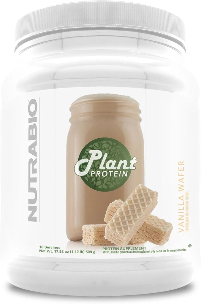 NutraBioプラントプロテイン - 完全アミノ酸プロファイル - スクープあたりのタンパク質の20G - グルテンと酪農場無料、ゼロフィラー、自然に甘く、非GMO、米国製プロテインパウダー(Vanilla Wafer)