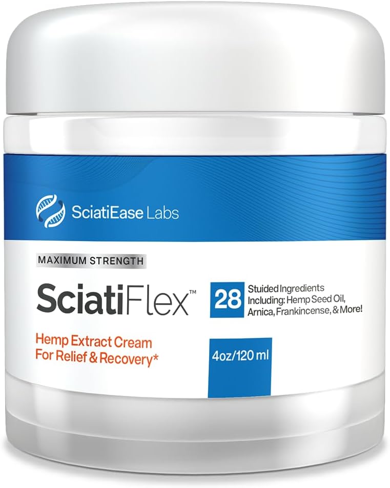 SciatiFlex Topical Sciatic Cream - より低い背部、ヒップ、buttocks、足およびフィートのSciatic Nerve Discomfortのための最高の強さ - Arnicaのエキス、シアバター、アロエVera - 4ozの麻のクリーム